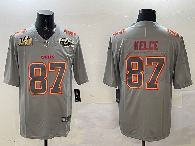 Men Kansas City Chiefs #87 Kelce Grey 2025 Nike Vapor Limited NFL Jersey style 2105